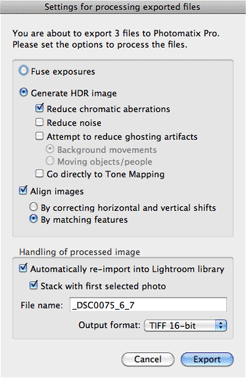 Photomatix export dialog