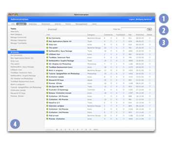 Das Interface der Bartelme Design Administration