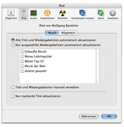 Synchronisations-Einstellungen