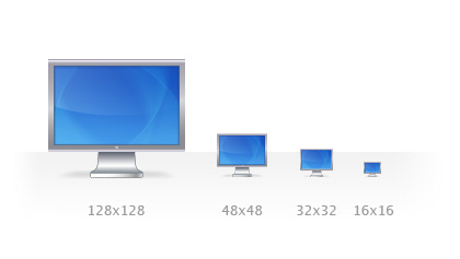 Das Cinema Display in den unterschiedlichen Größen von 128x128 bis 16x16