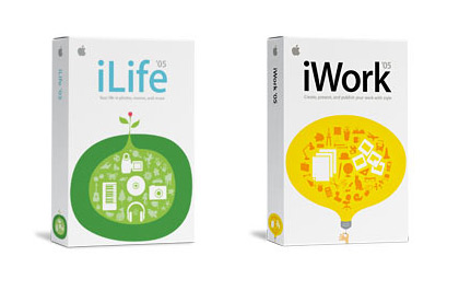 Die neuen Packungen von iLife 05 und iWork