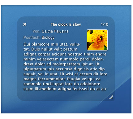 der semitransparente Floater von Mail Appetizer
