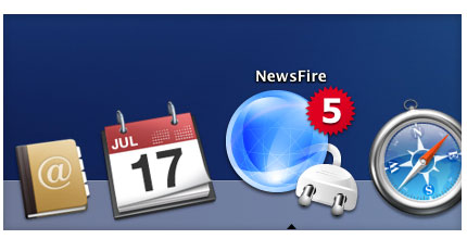 NewsFire zeigt die Anzahl der ungelesenen Artikel im Dock an