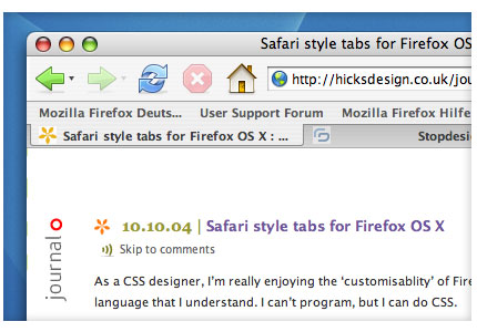 Firefox mit safarieähnlichen Tabs.