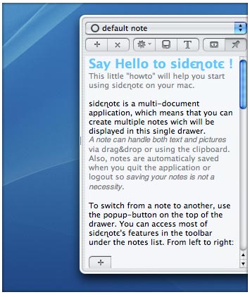 The sidenote drawer on the right edge of the screen