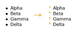 Eine Liste mit grafischen Aufzählungspunkten