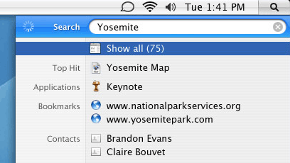 Spotlight kann über die Menüleiste von Mac OS angesteuert werden
