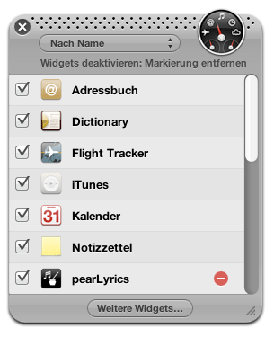 the widget manager is located in the widget bar at the bottom of the screen