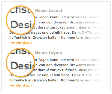 Unterschiedliche Glättung von Schriften in Safari